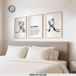 Minimal Ice Hockey Prints - Set Of 3 Posters - Line Drawing Wall Art Boys Bedroom Decor Player Gifts Kids Room - thumbnail 1