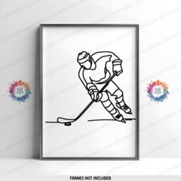 Minimal Ice Hockey Prints - Set Of 3 Posters - Line Drawing Wall Art Boys Bedroom Decor Player Gifts Kids Room - thumbnail 3