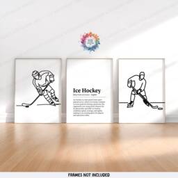 Minimal Ice Hockey Prints - Set Of 3 Posters - Line Drawing Wall Art Boys Bedroom Decor Player Gifts Kids Room - thumbnail 2