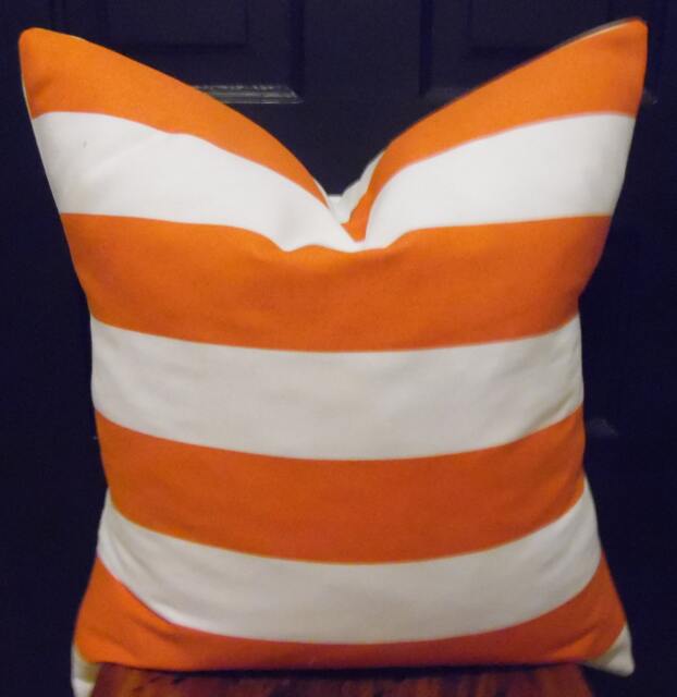Orange Striped Pillow Cover Fall Decor Cotton Cushion - image 1