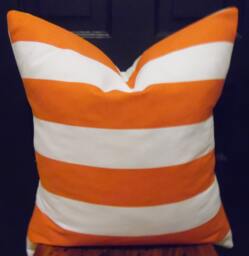 Orange Striped Pillow Cover Fall Decor Cotton Cushion - thumbnail 1