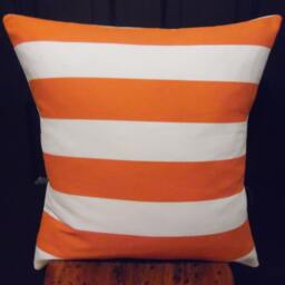 Orange Striped Pillow Cover Fall Decor Cotton Cushion - thumbnail 3