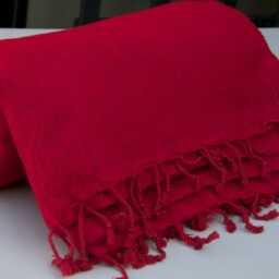 Red Yak Wool Blanket Handwoven Himalayan Travel Shawl - 114x57 Inch - thumbnail 3