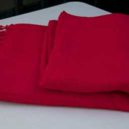 Red Yak Wool Blanket Handwoven Himalayan Travel Shawl - 114x57 Inch - thumbnail 2