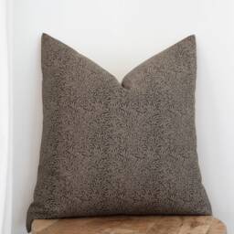 Morris -- Designer Dark Brown & Beige Pillow Cover Coffee Floral English Cottage Modern Farmhouse Moody - thumbnail 3