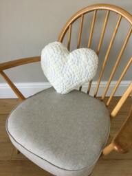 Crocheted Heart Cushion . Ivory Cushion, Hygge , Cream Interiors Accessory Scatter Xmas Gift, Girls Room, Mother's Gift - thumbnail 1