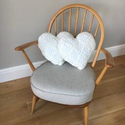 Crocheted Heart Cushion . Ivory Cushion, Hygge , Cream Interiors Accessory Scatter Xmas Gift, Girls Room, Mother's Gift - thumbnail 2