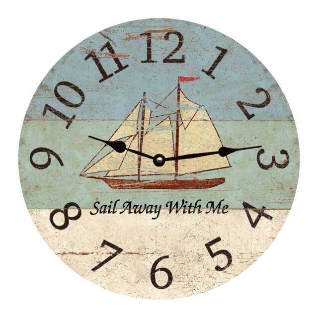 Nautical Ship Wall Clock - Rustic Beach Theme Decor For Your Home Sail Away With Me - image 1