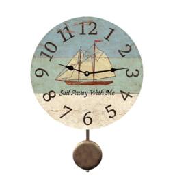 Nautical Ship Wall Clock - Rustic Beach Theme Decor For Your Home Sail Away With Me - thumbnail 2