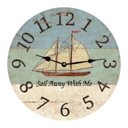 Nautical Ship Wall Clock - Rustic Beach Theme Decor For Your Home Sail Away With Me