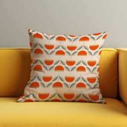 Retro Orange Tulip Flower Cushion Cover, Scandinavian Style Floral Throw Pillow Modern Or Classic Home Decor - thumbnail 3