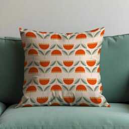 Retro Orange Tulip Flower Cushion Cover, Scandinavian Style Floral Throw Pillow Modern Or Classic Home Decor - thumbnail 4