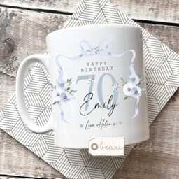 Personalised Gift Birthday Special Milestone 21 30 40 50 60 70 Any Age Floral Ceramic Small Vase Jug Mug Mum Friend Nanny - thumbnail 3