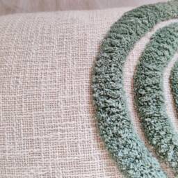 Ivory & Sage Green Boho Textured 100% Cotton Throw Pillow Case Embroidered Tufted 14x20 Cushion Cover Decorative Handmade - thumbnail 3