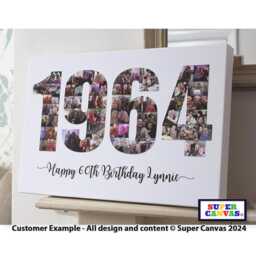 1966 Birth Year 60Th Birthday Diamond Wedding Anniversary Framed Picture Photo Collage Canvas Print Husband Wife Grandad Mum Dad Gift - thumbnail 1
