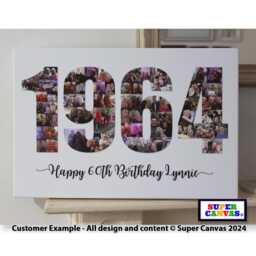 1966 Birth Year 60Th Birthday Diamond Wedding Anniversary Framed Picture Photo Collage Canvas Print Husband Wife Grandad Mum Dad Gift - thumbnail 2
