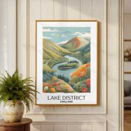 Lake District Wall Print, Cumbria Travel Poster, Europe Kitchen Art, Glossy Print - thumbnail 1