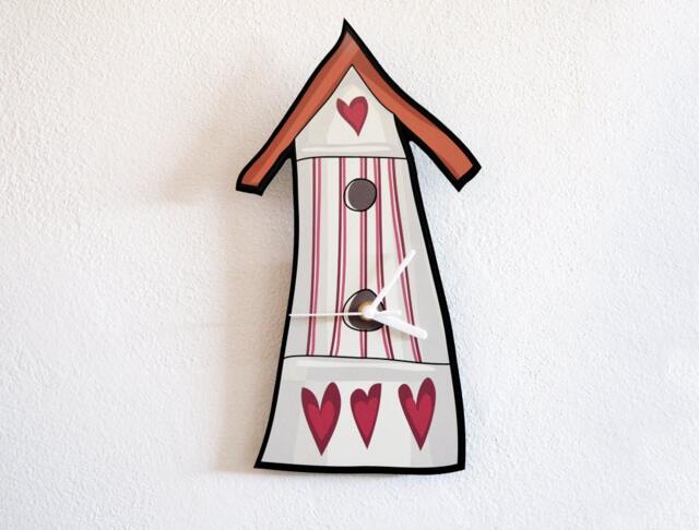 Cute Bird House Heart - Wall Clock - image 1