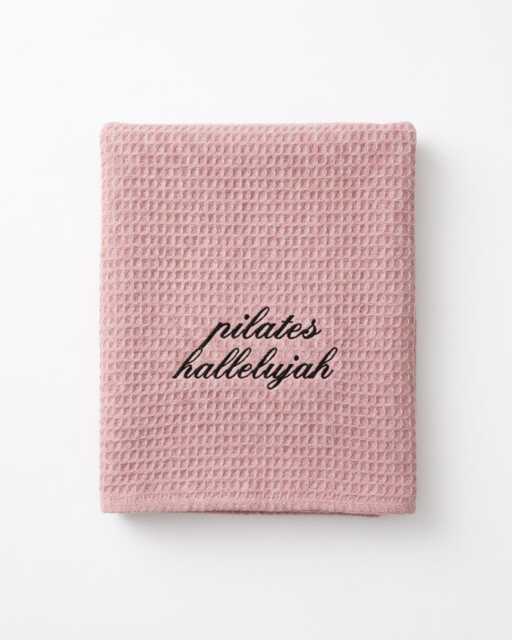 Pilates Hallelujah Embroidered Pink Waffle Pilates/Yoga/Gym Sweat Towel - image 1
