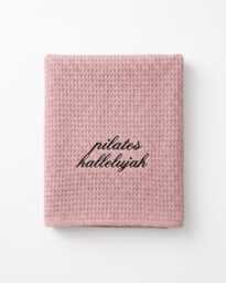 Pilates Hallelujah Embroidered Pink Waffle Pilates/Yoga/Gym Sweat Towel - thumbnail 1