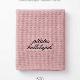Pilates Hallelujah Embroidered Pink Waffle Pilates/Yoga/Gym Sweat Towel - thumbnail 2