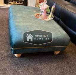 Handmade Large Velvet Coffee Table Footstool Coniston Fabric, Gold Trim