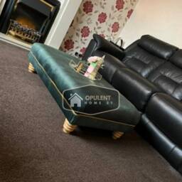 Handmade Large Velvet Coffee Table Footstool Coniston Fabric, Gold Trim - thumbnail 3