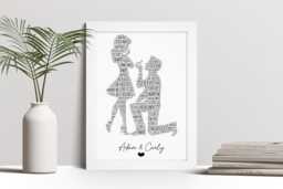 Personalised Engaged Couple Word Art Print, Engagement Gift, Custom Wall Framed Picture, Present For Him, Her, Fiance, Fiancee Nl - thumbnail 1