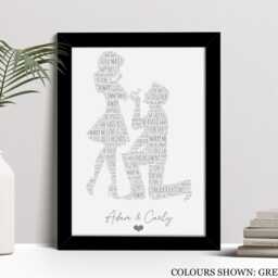 Personalised Engaged Couple Word Art Print, Engagement Gift, Custom Wall Framed Picture, Present For Him, Her, Fiance, Fiancee Nl - thumbnail 2
