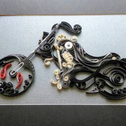 Harley Davidson Quilled Paper Art Handmade Motorbike Wall Decor - thumbnail 2