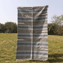 Artisan Organic Cotton Meditation Rugs, Handwoven Floor Mat, Indian Handloomed Rug, Cotton Yoga Mat, Natural Fibre Rug - thumbnail 4