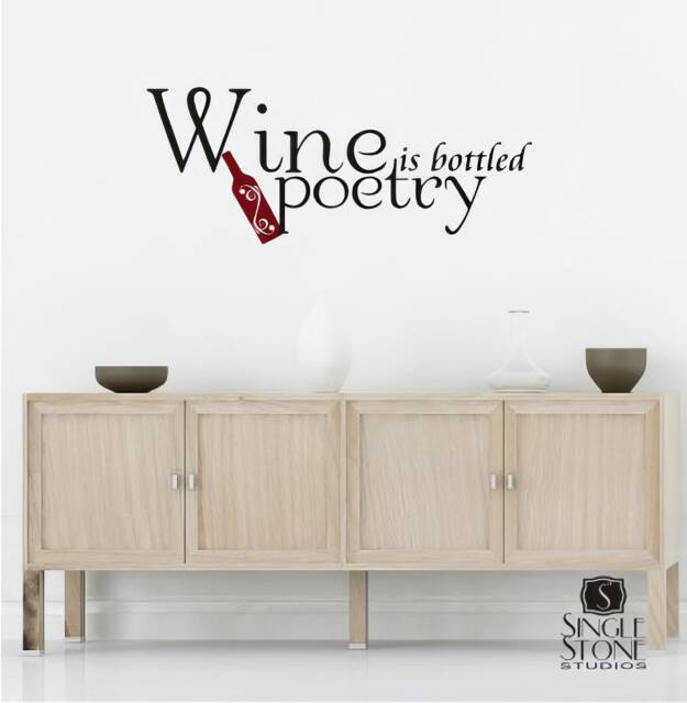 Wine Is Bottled Poetry Wall Decal Quote - Vinyl Stickers Art Kitchen Home Decor - image 1