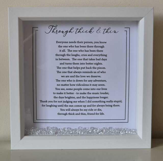Through Thick & Thin Framed Print, Scatter Crystal Frame, Gift For Friend, Ride Or Die, Friend Life, Best Gift, Personalised - image 1