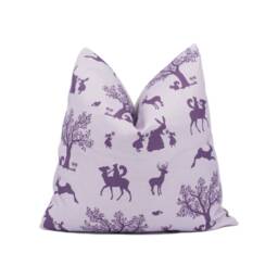 Hibou Home - Enchanted Wood Lilac/Aubergine Whimsical Fairy Tale Motif Cushion Cover Handmade Throw Pillow Designer D??cor