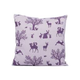 Hibou Home - Enchanted Wood Lilac/Aubergine Whimsical Fairy Tale Motif Cushion Cover Handmade Throw Pillow Designer D??cor - thumbnail 2