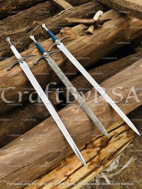 Handmade Damascus Steel Medieval Sword Cosplay Wall Decor - 40 Inches - image 1