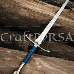 Handmade Damascus Steel Medieval Sword Cosplay Wall Decor - 40 Inches - thumbnail 4