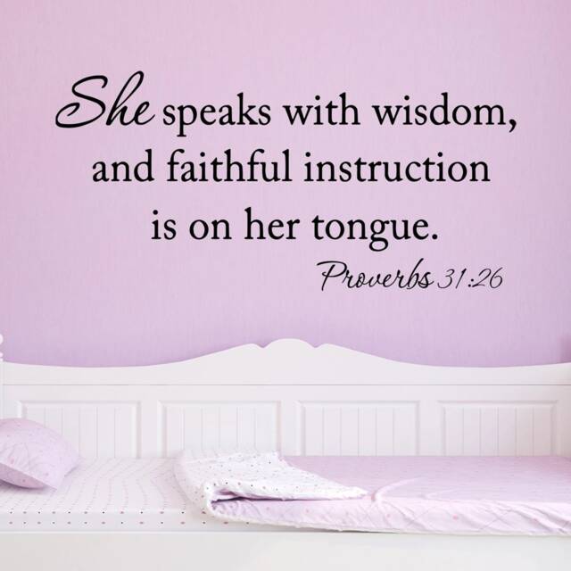 She Speaks With Wisdom & Faithful Instruction Is On Her Tongue Proverbs 3126 Wall Decal Bible Verse Vwaq-4212 - image 1