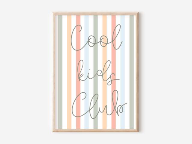 Muted Stripe Cool Kids Club Print, Perfect For Girls Room, Boys Room Or Play - Print Only - image 1