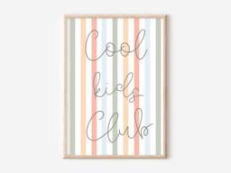 Muted Stripe Cool Kids Club Print, Perfect For Girls Room, Boys Room Or Play - Print Only - thumbnail 1