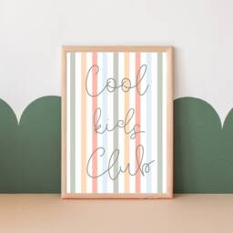 Muted Stripe Cool Kids Club Print, Perfect For Girls Room, Boys Room Or Play - Print Only - thumbnail 3