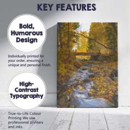 Golden Autumn Forest Bridge & Stream Nature Photography Canvas Wall Art Print Decor Picture Ready To Hang - thumbnail 2