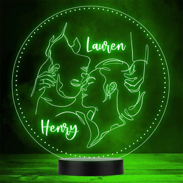 Line Art Embrace Valentine's Day Personalised Gift Colour Changing Night Light - image 1