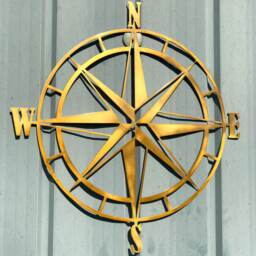 Nautical Star Metal Wall Art Sign Or Ornament Compass Rose, Nautical Theme Exterior Sign, Outdoor Star Globe, Beach Decor Oceanside - thumbnail 3