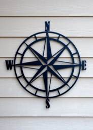 Nautical Star Metal Wall Art Sign Or Ornament Compass Rose, Nautical Theme Exterior Sign, Outdoor Star Globe, Beach Decor Oceanside - thumbnail 1