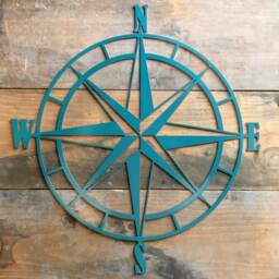 Nautical Star Metal Wall Art Sign Or Ornament Compass Rose, Nautical Theme Exterior Sign, Outdoor Star Globe, Beach Decor Oceanside - thumbnail 2
