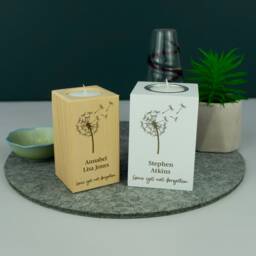 Custom Memorial Tea Light Holder. Personalised Wooden Gone Yet Not Forgotten Candle Loss Bereavement Grieving Remembrance Gift. L241 - thumbnail 3