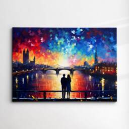 Romance Couple Walking Starry Night Van Gogh Oil Painting Wall Art Framed Canvas Poster Print Home Kitchen Office Room Decor Gift For Love - thumbnail 3