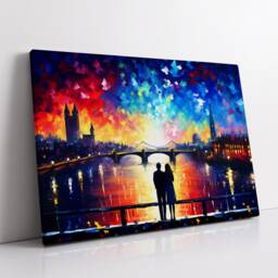 Romance Couple Walking Starry Night Van Gogh Oil Painting Wall Art Framed Canvas Poster Print Home Kitchen Office Room Decor Gift For Love - thumbnail 2