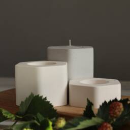 Hexagon Candle Holders Set - Concrete Tea Light - thumbnail 2